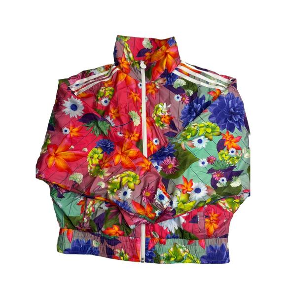 Adidas Youth Medium Floral Zip Track Jacket Excellent Condition - Picture 7 of 7